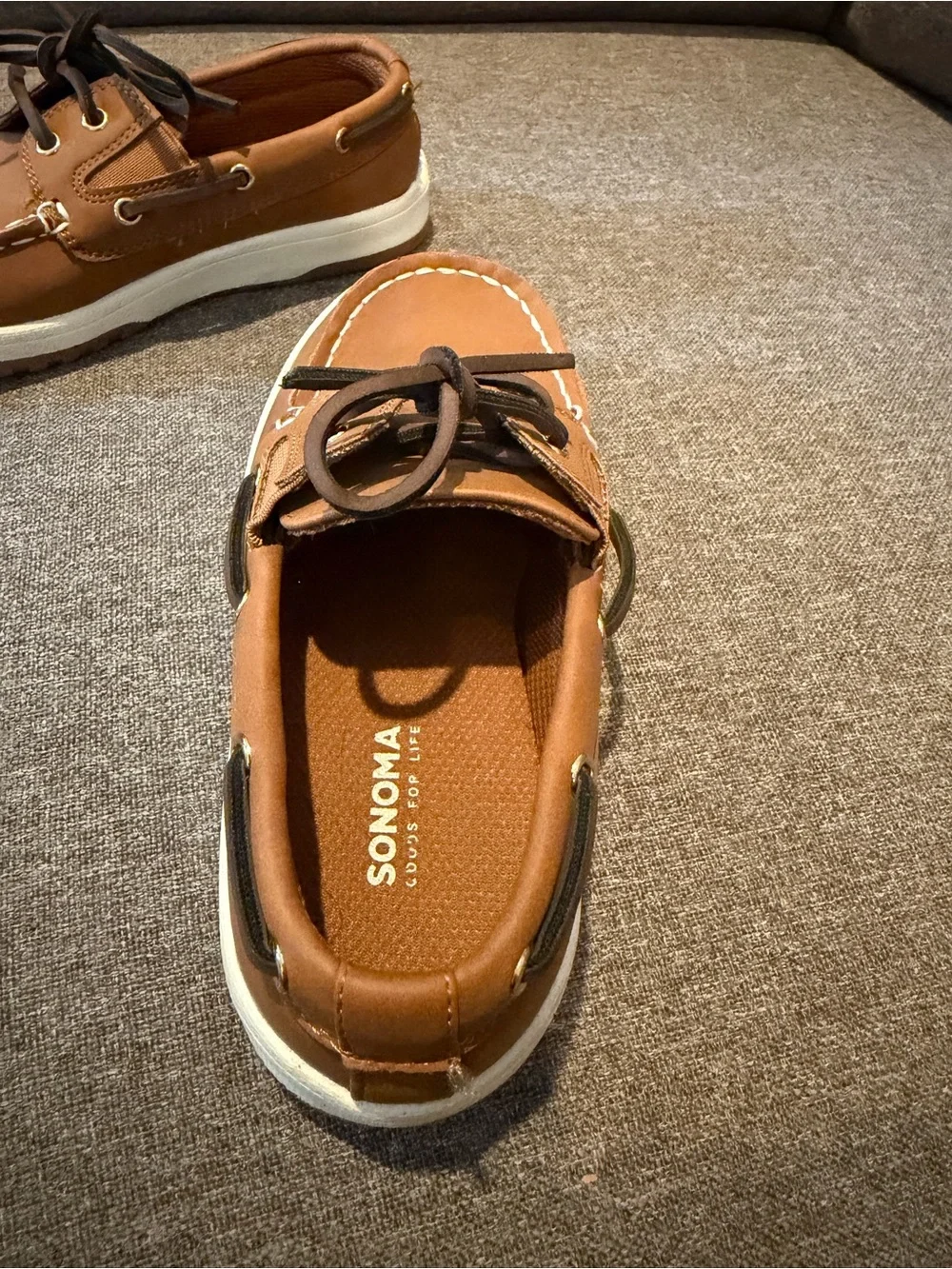 Sonoma Kids Moccasins in Chestnut Brown with White Soles